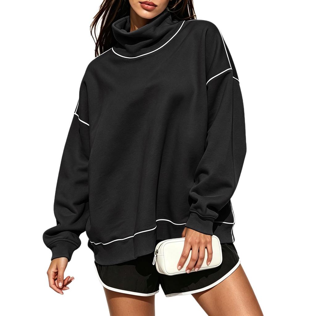 Women's Fashion Color Long Sleeve Pullover Hoodie Casual Sweatshirt