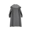 ELLE Single Breasted Solid Color Long Double Faced Wool Soft Coat Women Coats Medium-Gray EN48841