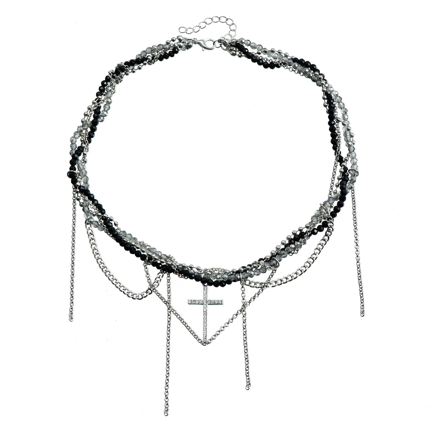 

Европейское и американское ожерелье-змейка с инкрустацией бриллиантами - Цепочка на ключицу из стекла и хрусталя с кисточками