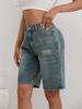 Europäischer & Amerikanischer Stil Zerrissene Verstellbare Lockere Passform Damen Denim Crop Pants