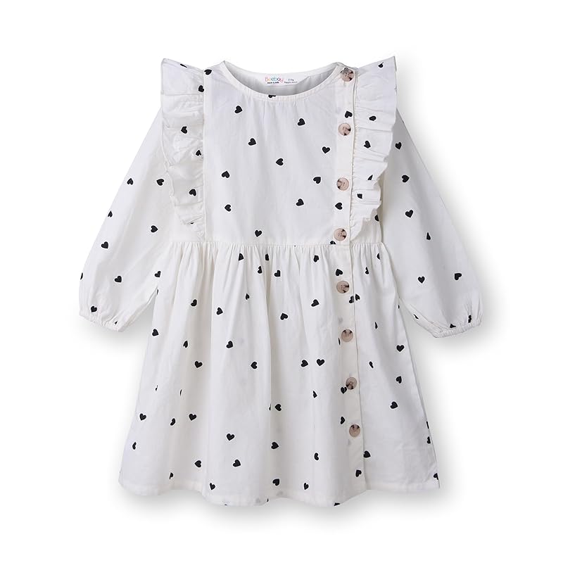 Button through heart print dress White 5 Years белый