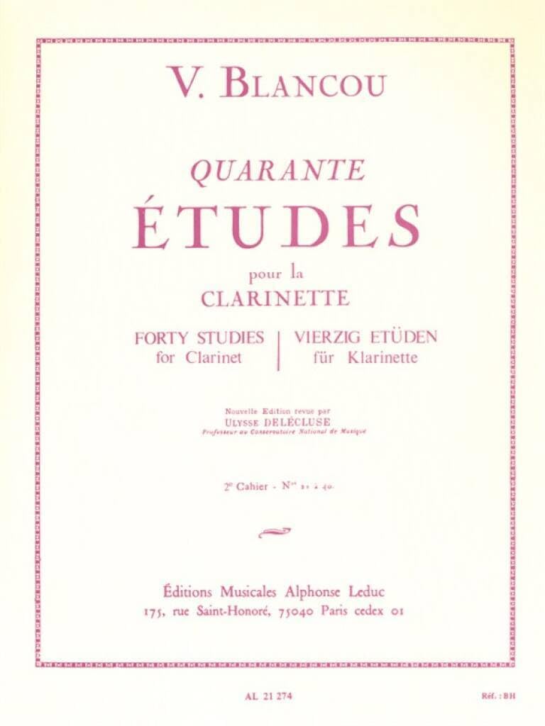 Alphonse Leduc, Wittner Blank: 40 Etudes, Volume 2 (Clarinet Method Book), Leduc Publishing.