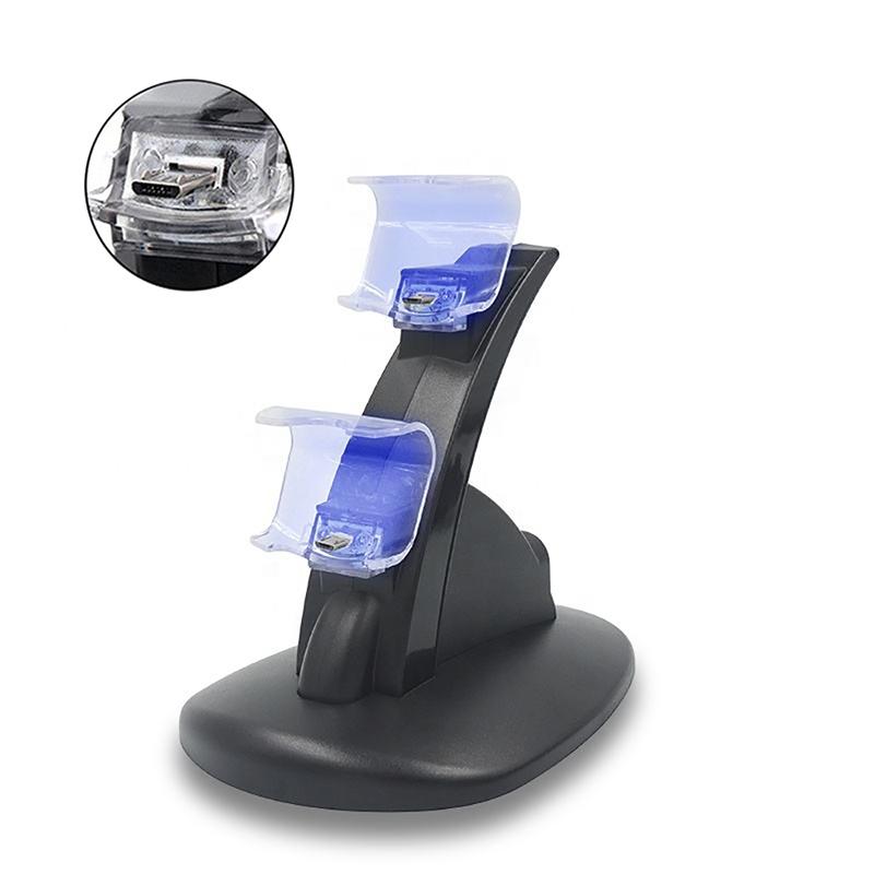 

Док-станция для быстрой зарядки контроллера PS4, подставка с двумя USB-портами для зарядки Playstation 4 Slim/Pro с микрокабелем для зарядки/синим светодиодом Indiactor чёрный