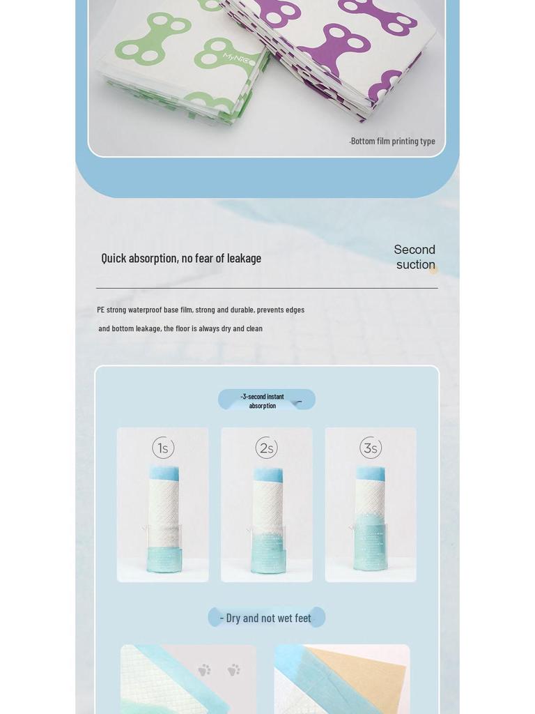 Non-Slip Adhesive Dog Pee Pads - Leak-Proof Disposable Pet Urine Isolation Pads