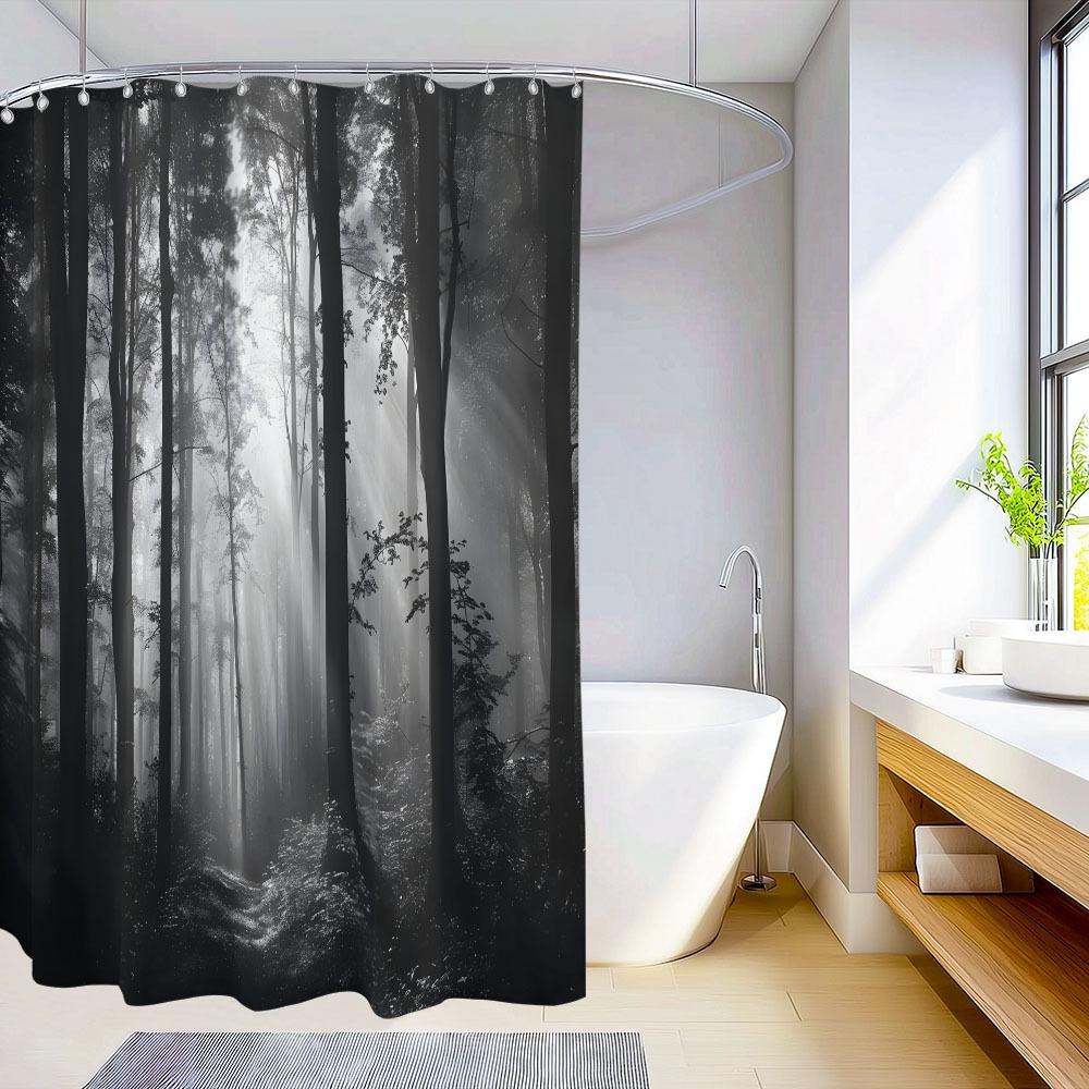 Diverse Style Shower Curtain With Hooks Easy Hang Waterproof Easy Clean For Home Hotel Apartment Bathroom