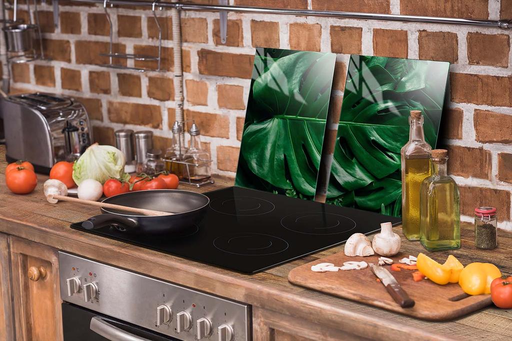 SZKLANA PŁYTA OCHRONNA DO KUCHNI 65x52 MONSTERA