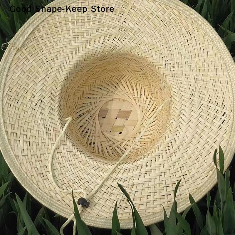 Outdoor Garden Shade Breathable Straw Hat Bamboo Shade Hat Summer Shade Hat Farmers Work Sun Hat