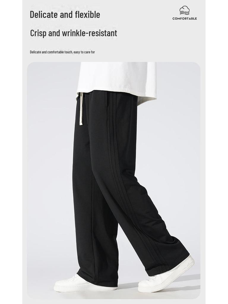 Men's Lightweight Summer Straight-Leg Sweatpants: Casual, Loose-Fit, Trendy Sportswear for Youth and Students
