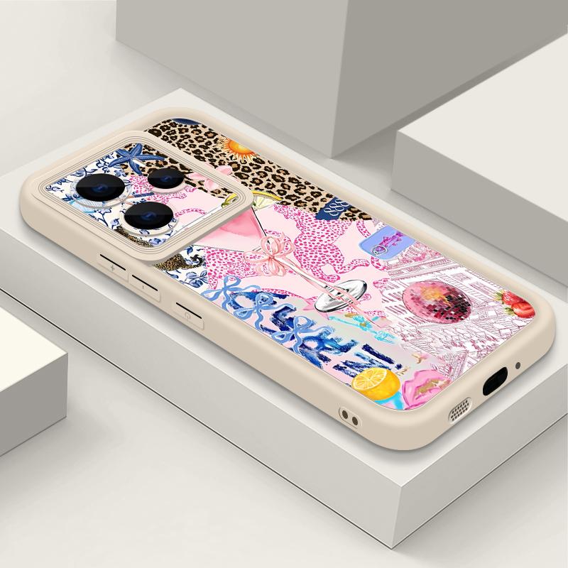Pink Goblet Bowknots Disco Ball Pattern Case For Xiaomi Redmi Note 14 13 Pro 5G 4G 12 11 Funda Xiaomi 14T 13T 11T Pro Shockproof Bumper Silicone Cover