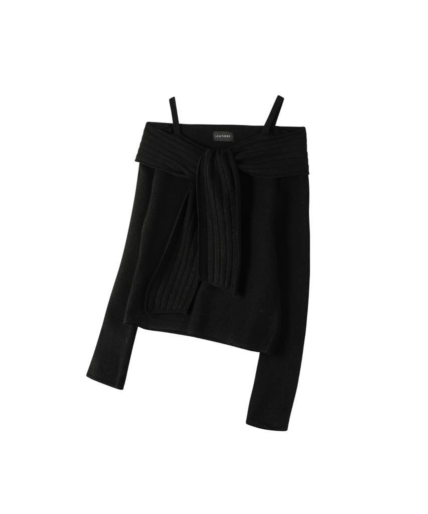 Ledeoli Soft Muffler Off-Shoulder Knit [Melange]