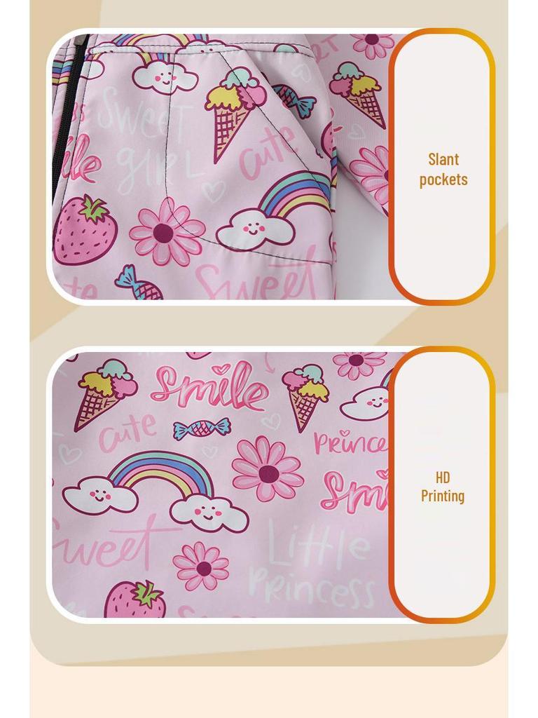 Children's Waterproof Smock: Autumn/Winter Girls' Stain-Proof Mealtime Cover-up & Down Jacket Outerwear.