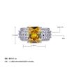 Yellow Zircon Ice Flower Cut High Carbon Diamond Square Ring Light Luxury High-End Design Temperament Ring