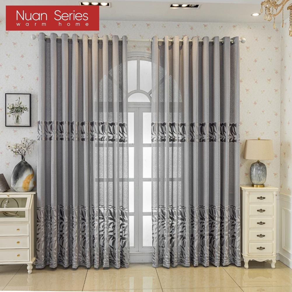 1PC Nuan Series Advanced European 40-70% Blackout Blue and Gray Jacquard Curtains for Living Room Bedroom Home Decor
