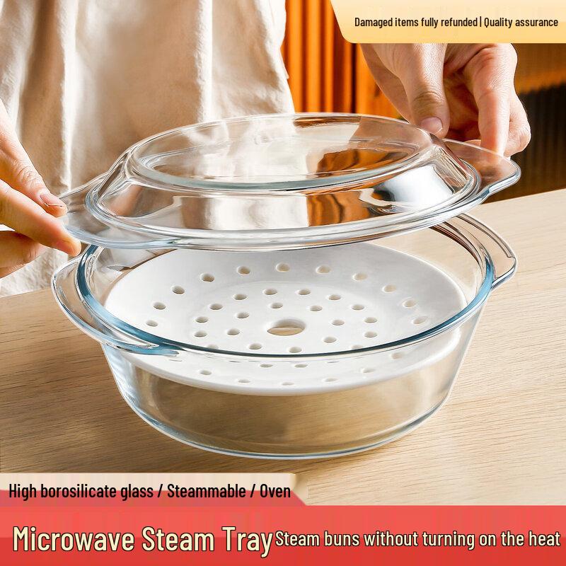Heat-Resistant Microwave Safe Glass Bowl and Ceramic Steaming Dish Collection