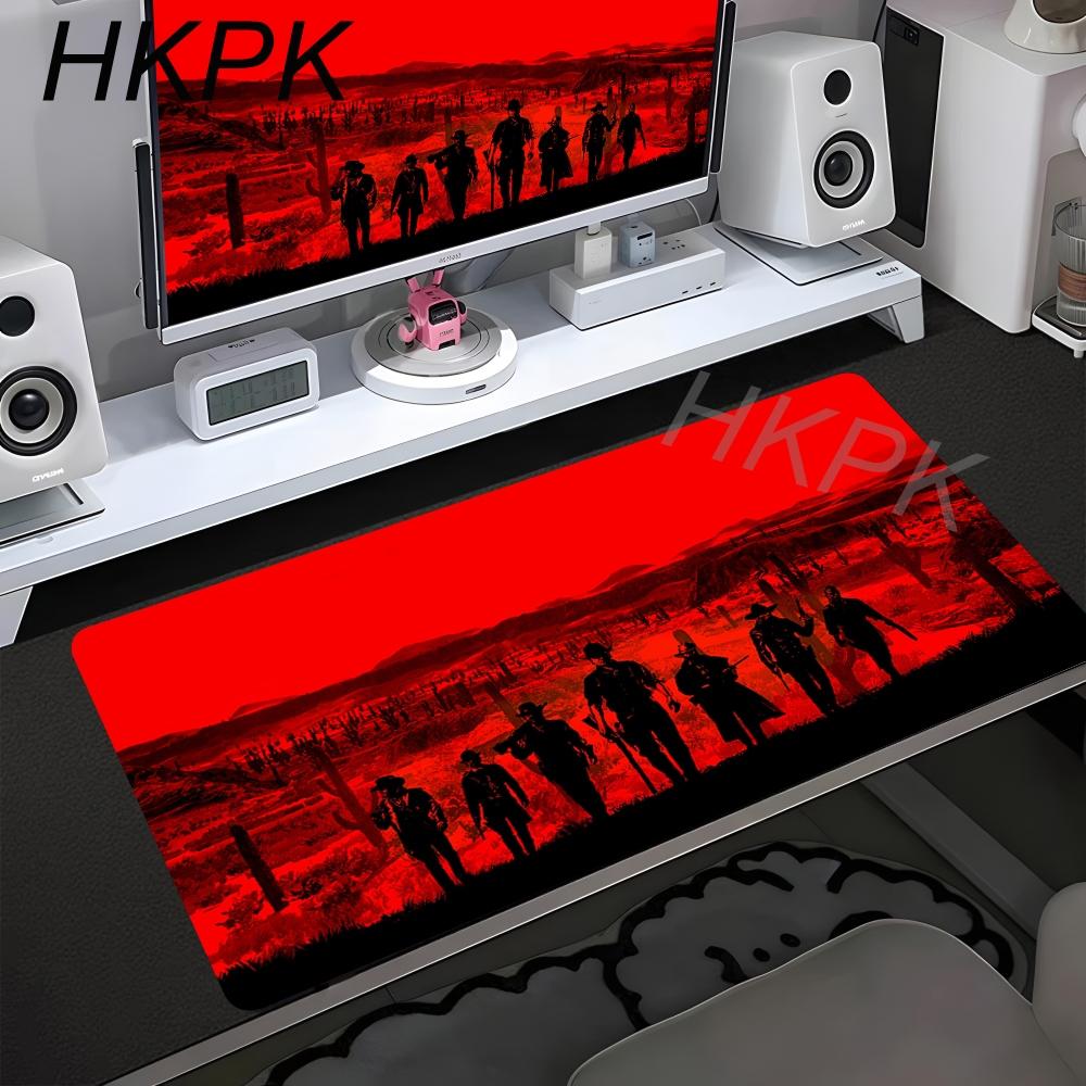 Red Dead Redemption 2 XXL 900x400 Tappetini per Mouse Anime Accessori per Computer Tastiera da Gioco Tappetino Mouse in Gomma Tappetino da Scrivania Antiscivolo per Giocatori PC