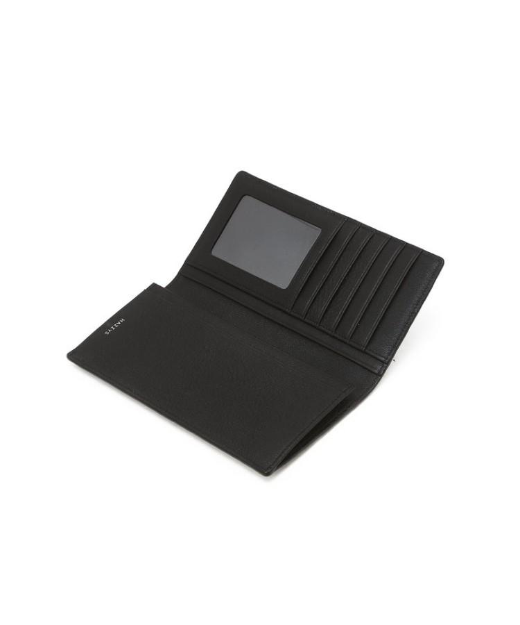 Hazzys Men Acc [Kington] Black Logo Pattern Cowhide Long Wallet Hjwa6F822Bk