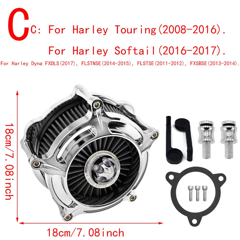 RSD Turbine Air Cleaner Chrome Intake Filter For Harley Sportster XL 48 883 Dyna V-Rod Softail Fat Boy Touring Ultra FLHR FLHX