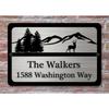 Metal Wall Art Custom Deer Landscape House Number Sign Personalized Plaque Decor