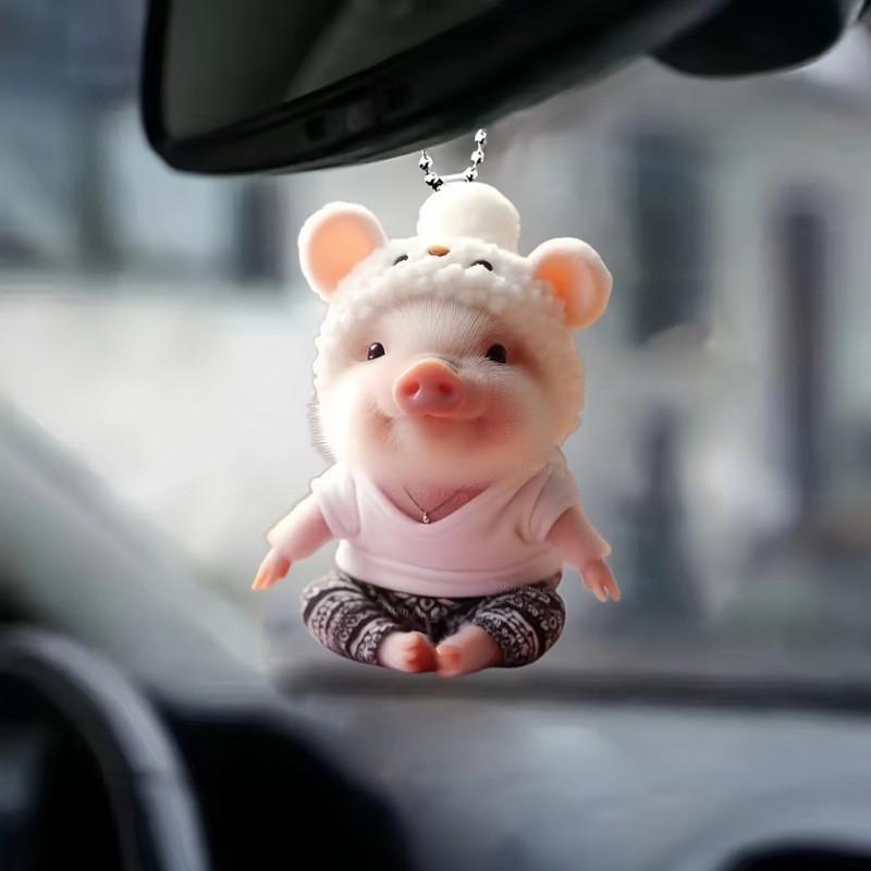 

Cute Cartoon Acrylic Pig Car Interior Decoration Pendant For Trendy Vehicle Styling