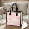 Cute Pink Heart Pattern Women Tote Bag Casual Daily Shoulder Handbag for Shopping Travel