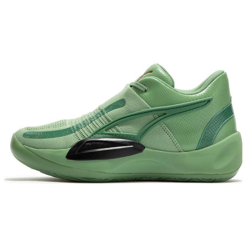 Puma Rise Nitro Sports Round Toe Lace-Up Non-Slip Wear-Resistant Mid-Top Basketball Shoes Men Sneaker Cyan 377434-01