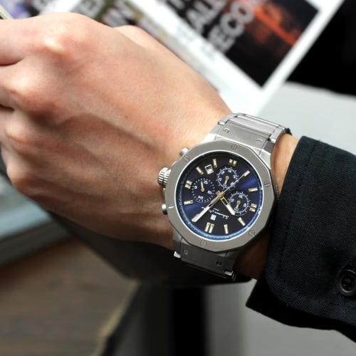 Salvatore Mara Watch Men's Chronograph 10 ATM Water Resistant Business 20th Anniversary Limited Model SM18117SS (Navy)