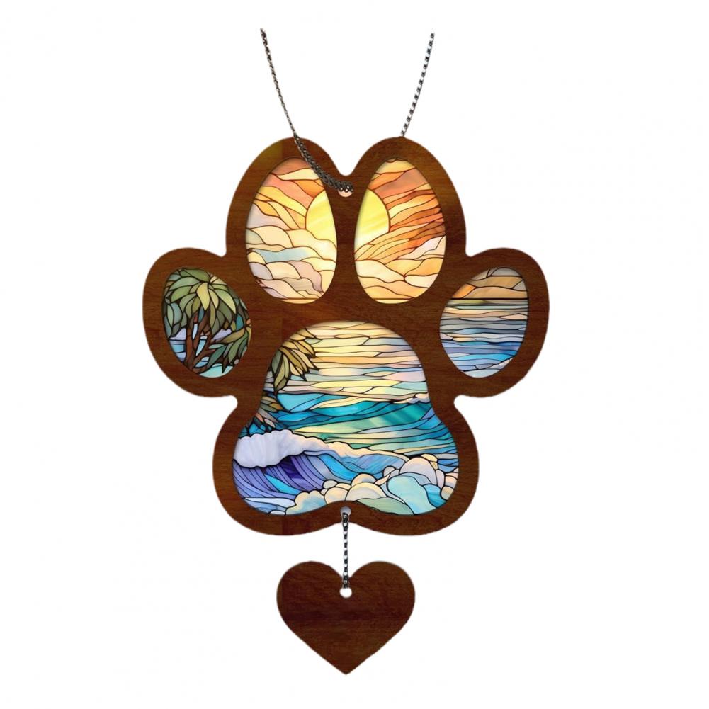 Paw Shape Suncatcher Acrylic Dog Paw Decoration Pet Suncatcher Hanging Decoration for Dog Cat Paw Car Rearview Mirror for Pet разноцветный
