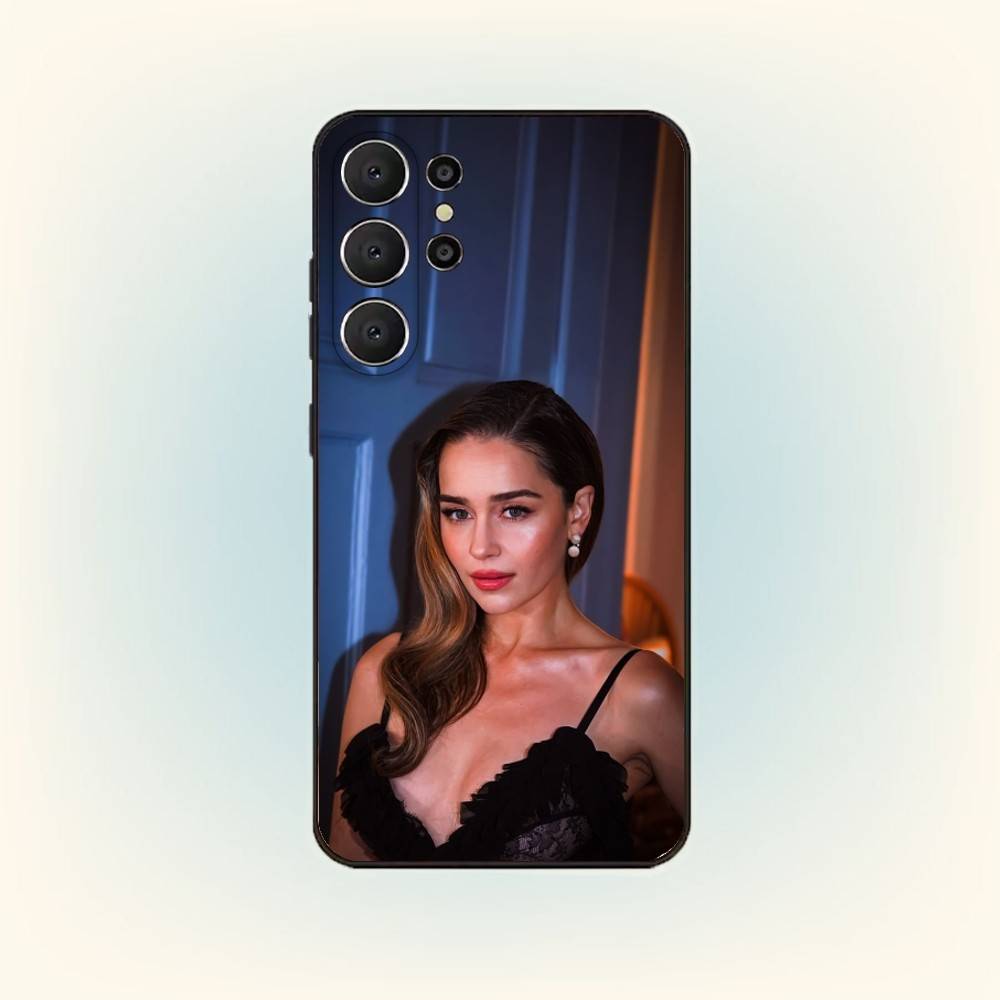 E-Emilia C-Clarke Actress Phone Case For Samsung S26,S25,24,23,22,30,21,10,9,Ultra,Plus,Lite,FE Soft Black Case