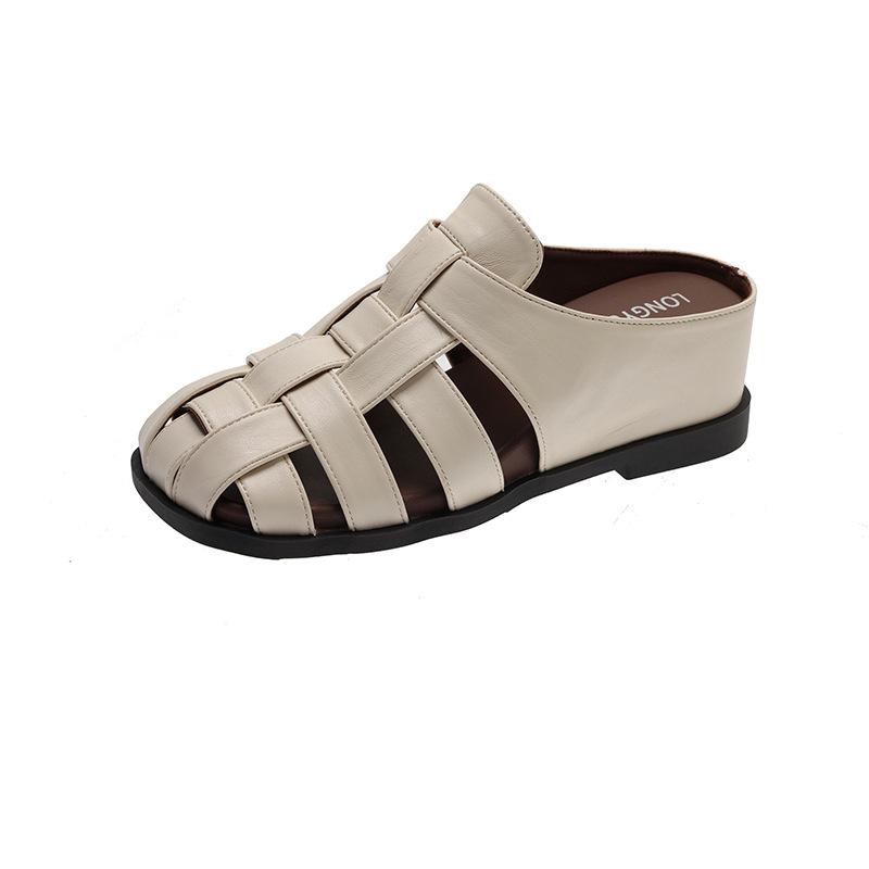 Office Slippers Women's Summer Wear a Pedal New Bag Head Roman Half Drag Versatile Casual Muller Sandals