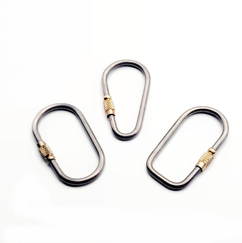 Retro Style Titanium Alloy Keychain: Outdoor EDC Carabiner with Quick Release Brass Buckle and Backpack Hanger
