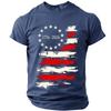 Men’s Short Sleeve Crew Neck T Shirt with Distressed Flag Print 776–2026 Graphic for Everyday Wear