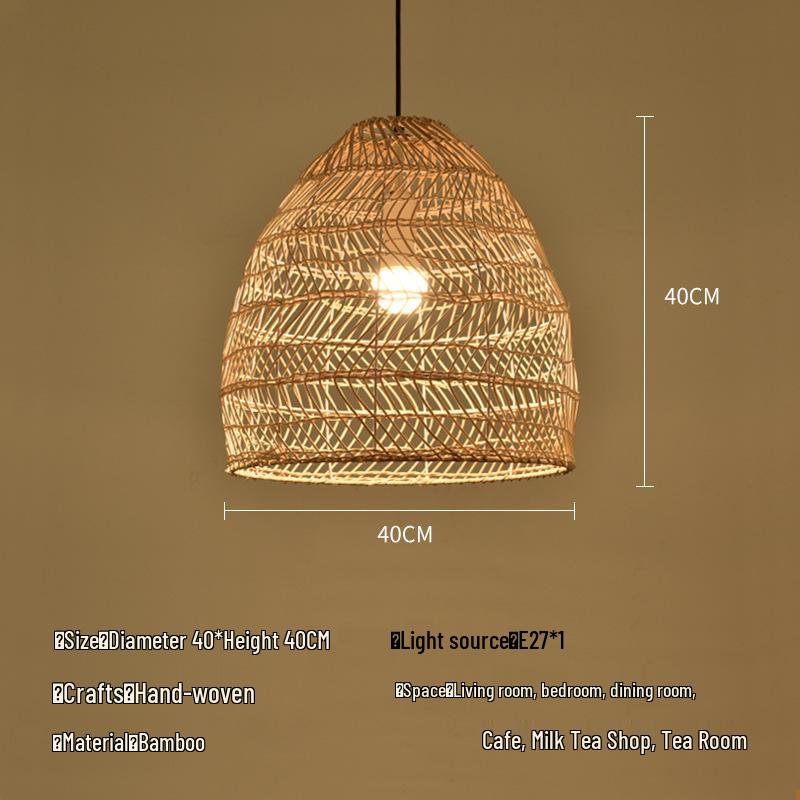 Zen Bamboo Pendant Lamp: Rattan Woven Japanese Tea Room Light