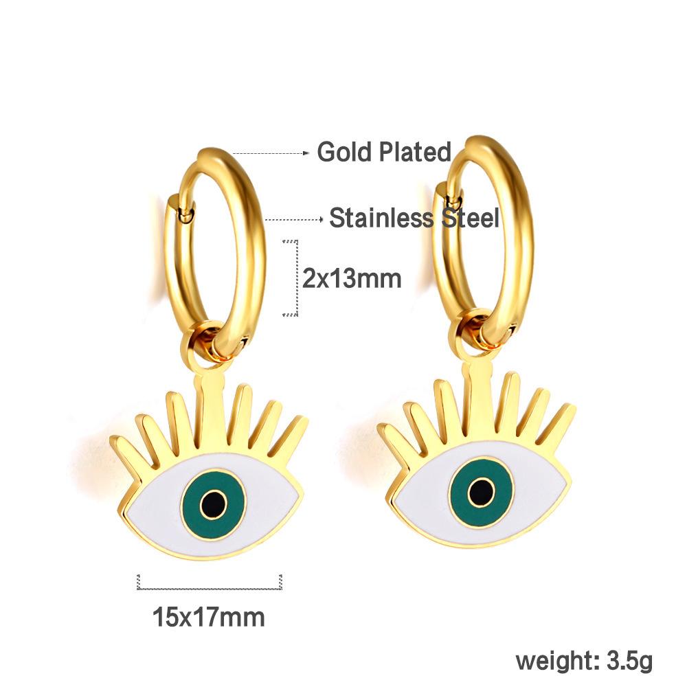 Accessories Eye Earrings Trendy Creative Geometric Mixed Color Eye Ear Buckles Stainless Steel Earrings Earrings Women's