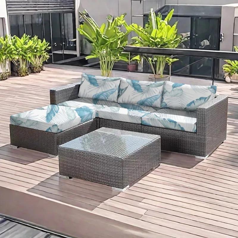 Rutschfeste Outdoor-Sofa-Kissenbezüge mit tropischem Druck, Möbelschutz, Ersatz für einzelne Sitzkissen
