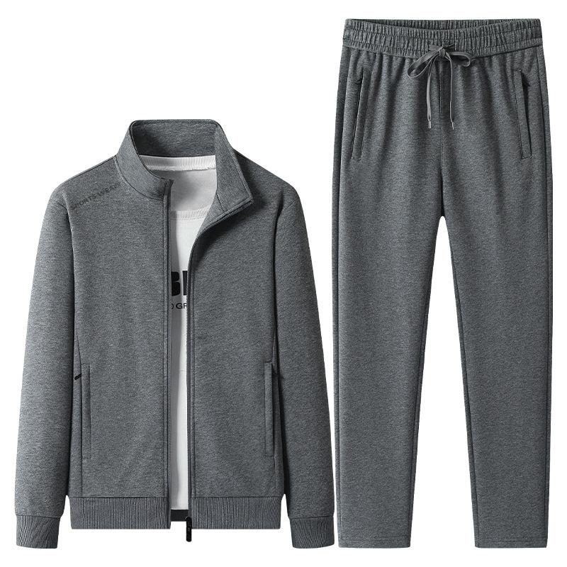 Men's Cotton Tracksuits 2 Piece Set Men Sets Outwear Jacket+Sweatpant Autumn Winter Homme Suit Men Running Fitness Suit