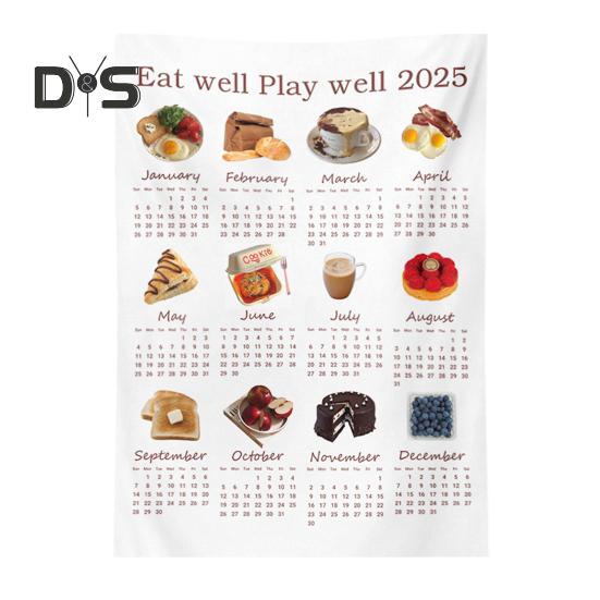 

Настенный календарь 2025 года, разборчивая печать, настенное украшение, моющийся декор для домашнего офиса, напоминание о важных датах, прямоугольный, устойчивый к разрывам гобелен C