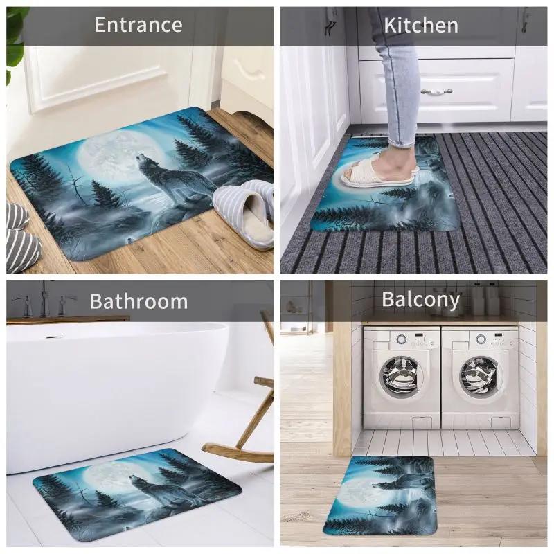Animal Wolf Front Floor Door Entrance Mat Indoor Kitchen Bathroom Doormat Bedroom Carpet Rug
