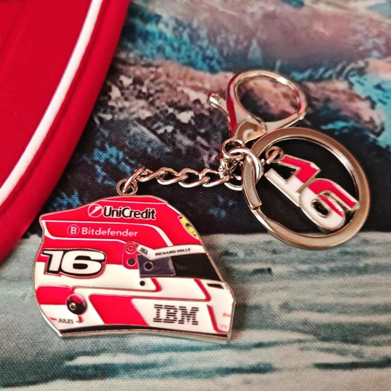 Charles Leclerc Hamilton F1 2025 Racing Helmet Keychain Ornament Pendant Gift for Ferrari Roma 488 Portofino F8 Roma Spider SF90 MQ5