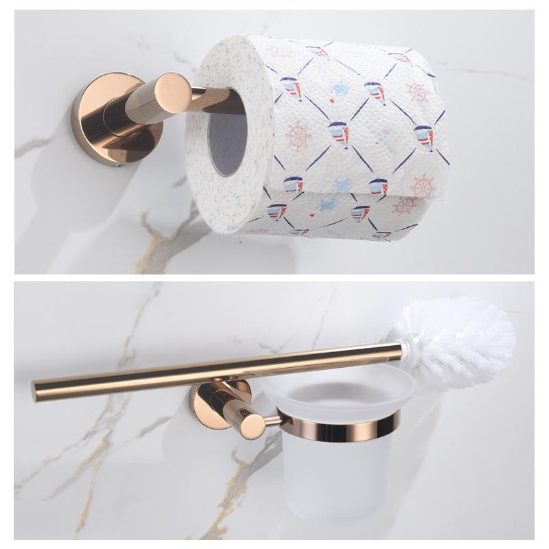 Rose Gold Stainless Steel Wall Towel Rack Toilet Paper Holder Wall Hook Bathroom Accessories