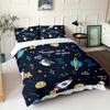 Universe Planet Rocket 3DCartoon   Microfibre Bedding Sets Children's Bed Linen with Zip Room Decor  Duvet Cover  Adult Duvet