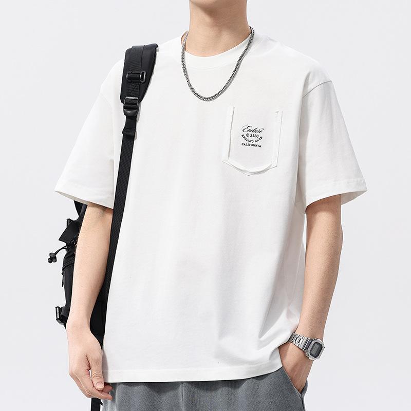 

Тонкая текстура Волнистая ткань Свободная Модная Мужская Универсальная футболка Футболка с круглым вырезом Короткие рукава 4XL