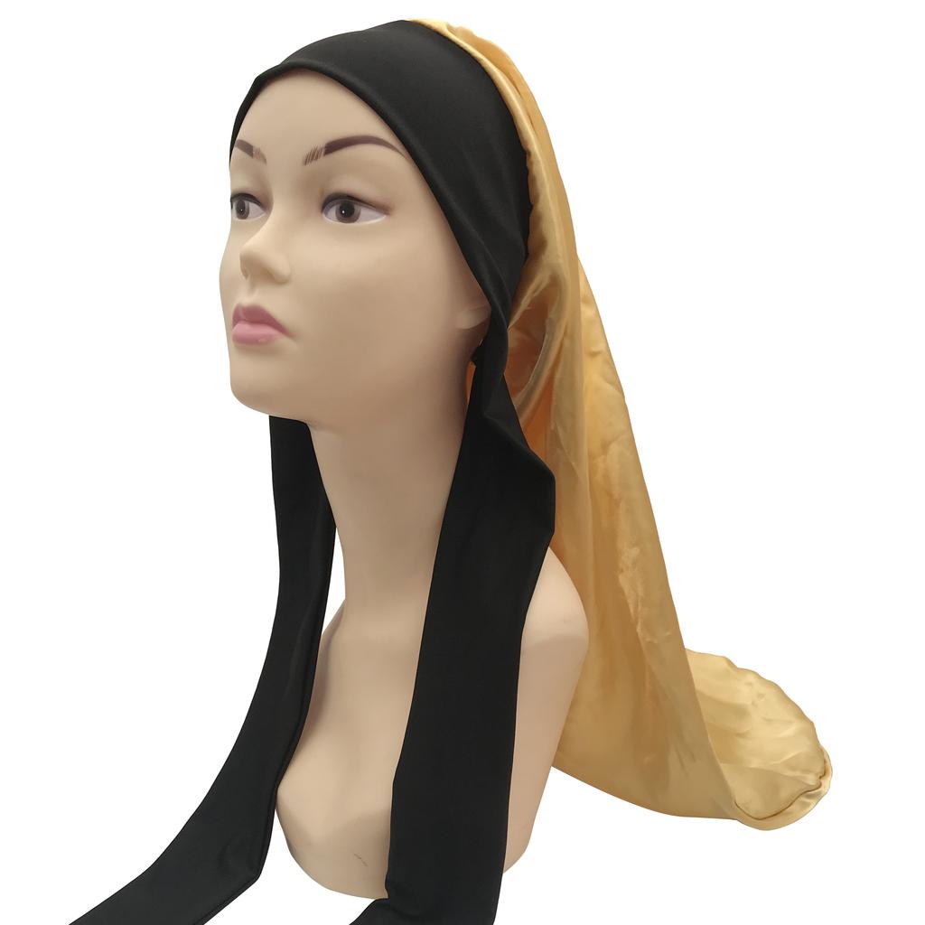 Long Headwrap Silk Bonnet for Women Silk Designer Bonnets and Satin Hair Wraps Bonnet