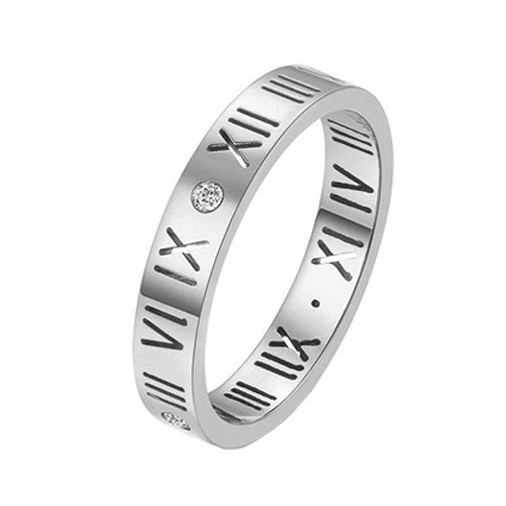 Anello con numeri romani a tre strati per donna, anelli di cristallo girevoli in acciaio inossidabile di lusso, gioielli alla moda per matrimonio femminile