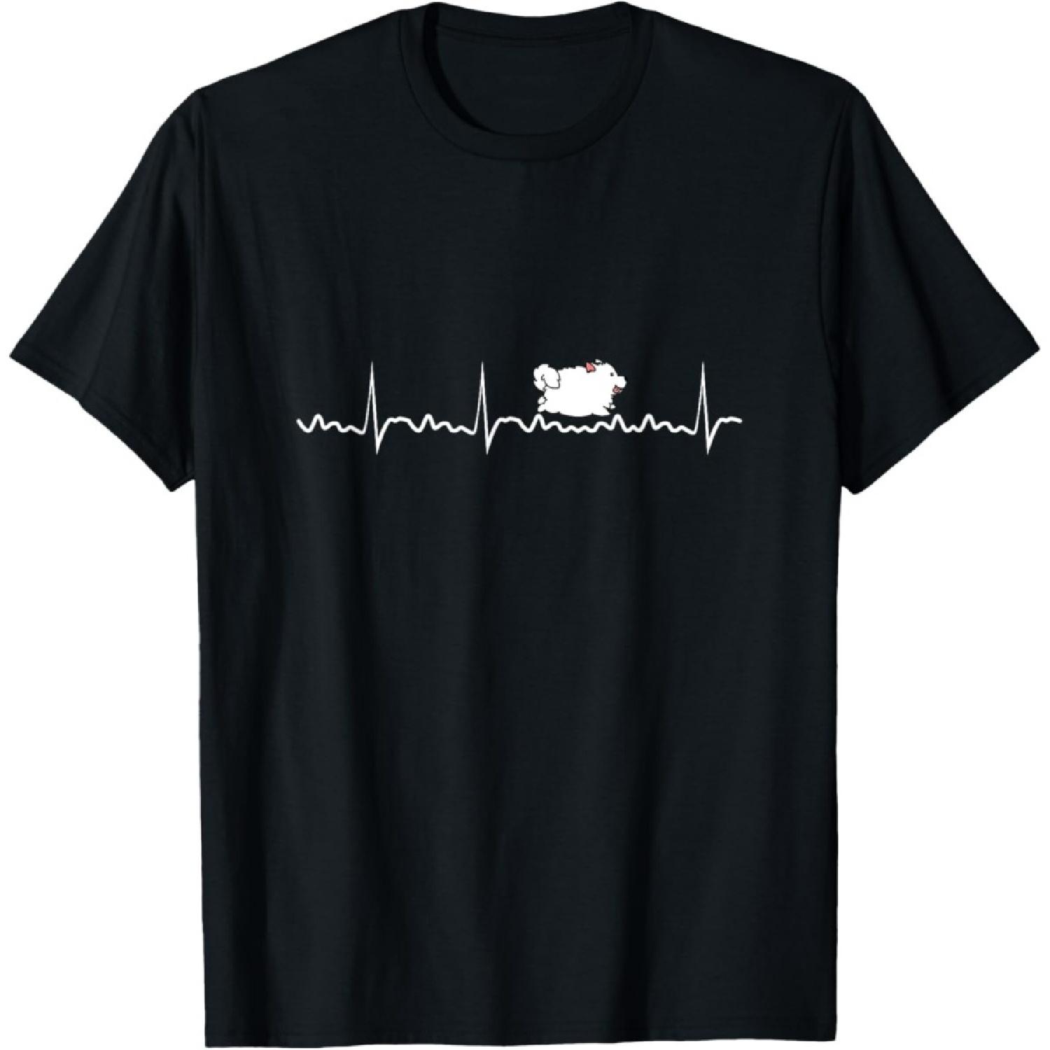 Samoyed Heartbeat Samoyed Dog Puppy T-Shirt for Men Women S