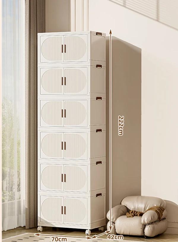 Folding Storage Box Storage Cabinet With Wheels Multifunctional Box With Pulley Household Sorting Wardrobe Organizer Container