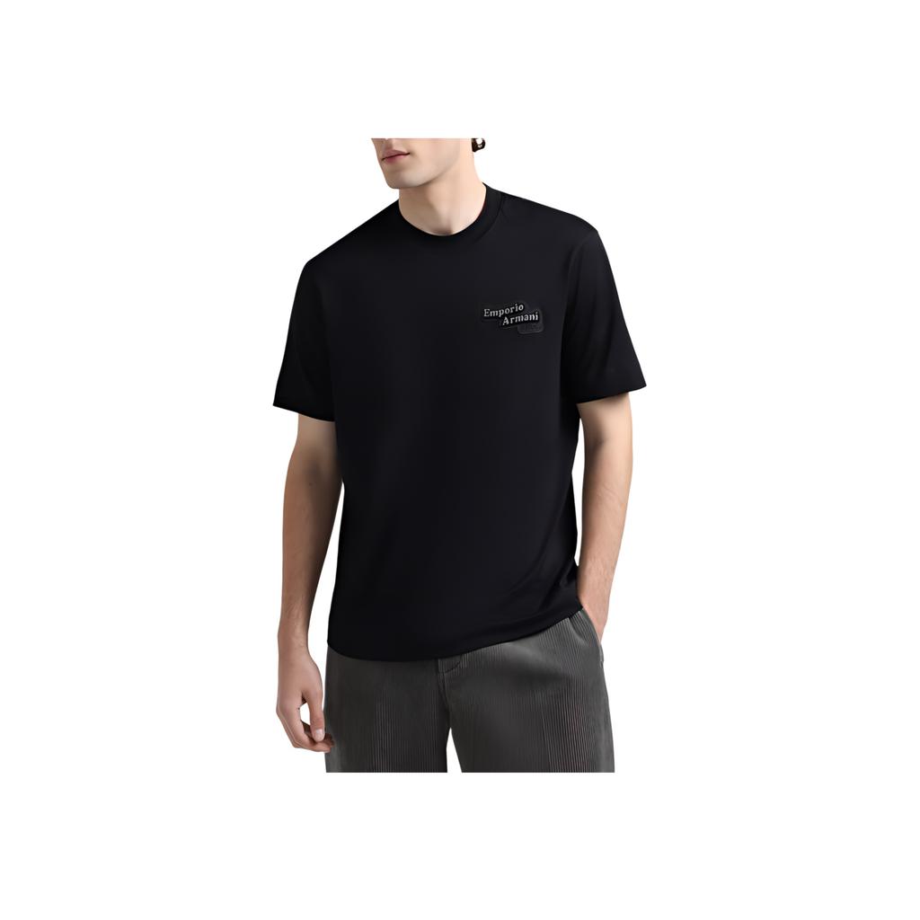Emporio Armani Letter Logo Pattern Straight Cut Round Neck Pullover Short Sleeve T-Shirt Men T-Shirts Black 6D1TD7-1JOCZ-0038