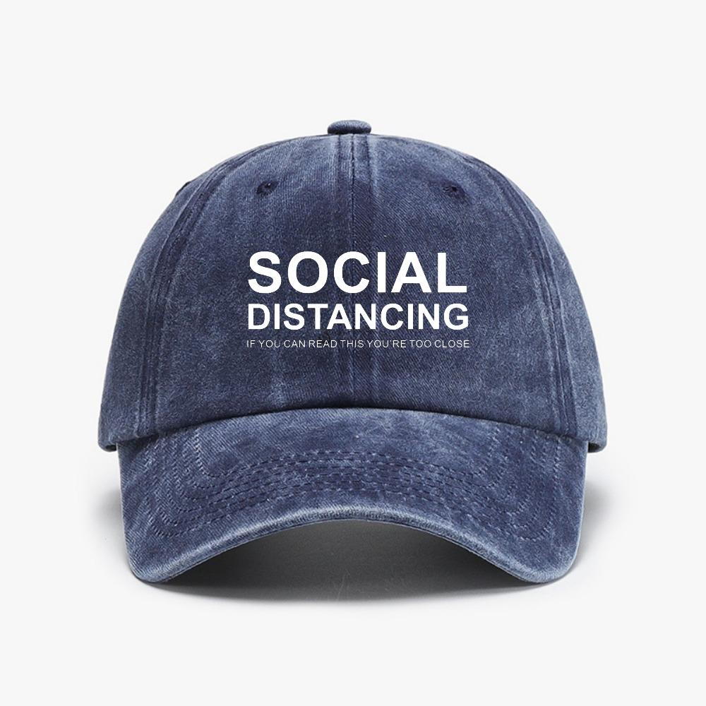 SOCIAL DISTANCING IF YOU CAN READ THIS YOURE TOO CLOSE Letter Baseball Cap Fashion Casual Adjustable Distressed Denim Hats
