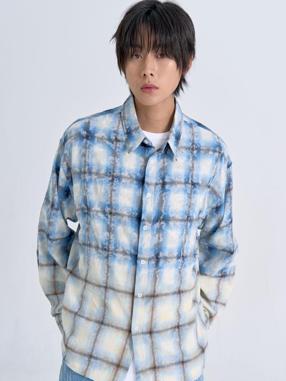 Inexis Vintage Ombre Check Shirt (Blue) Free