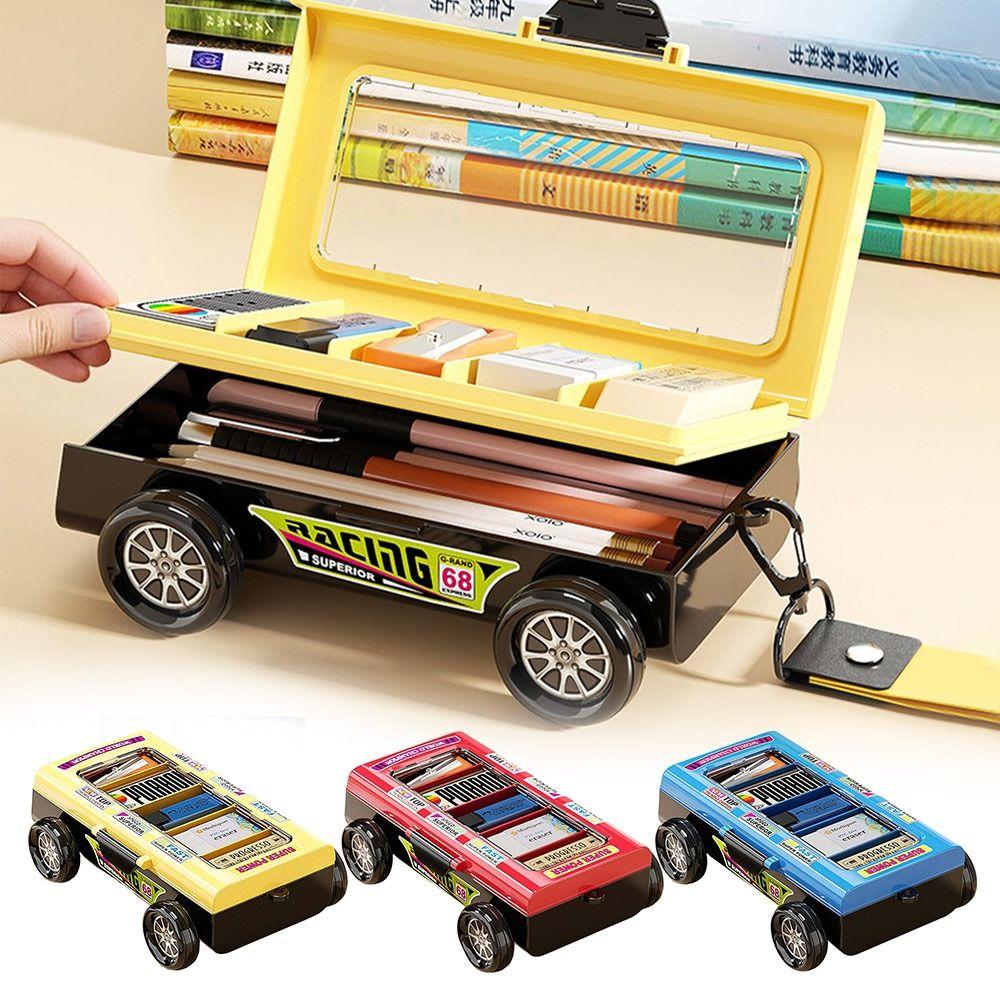 Kreatives Rennsport-Design Federmäppchen Große Kapazität Multifunktionale Stiftebox Doppellagiges Etui Stiftetasche Schülergeschenk