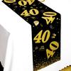 18 30 40 50 Year Old Black Gold Table Runner Happy Birthday Party Decoration Adult 30th 40th 50th 60t Birthday Tablecloth Banner